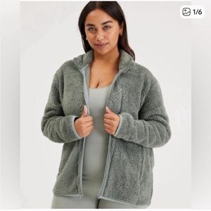 Girlfriend Collective Teddy Fleece Jacket Hunter Green Pine S